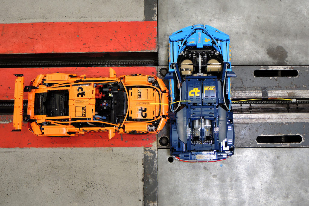 Lego Modellautos Bugatti Chiron Porsche 911 GT3 RS ADAC c't Crashtest Simulation