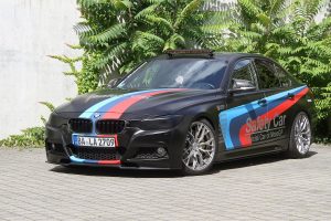 BMW 335i Limousine F30 Tuning SafetyCar-Design Folierung Karosserie Anbauteile Felgen Tieferlegung Leistungssteigerung Abgasanlage
