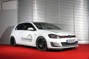 Schropp Fahrzeugteile Tuning VW Golf 7 GTI Performance Leistungssteigerung Abgasanlage Carbon-Spoilerlippe Gewindefahrwerk Tieferelgung Felgen