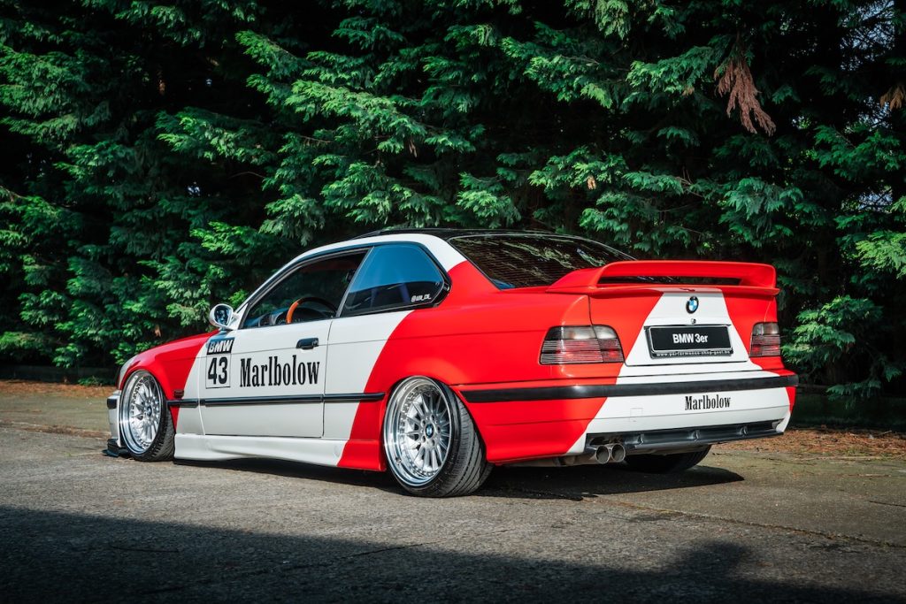 BMW E36 316i Coupé Tuning Airride Tieferlegung Felgen Bodykit Folierung Innenraum-Veredelung