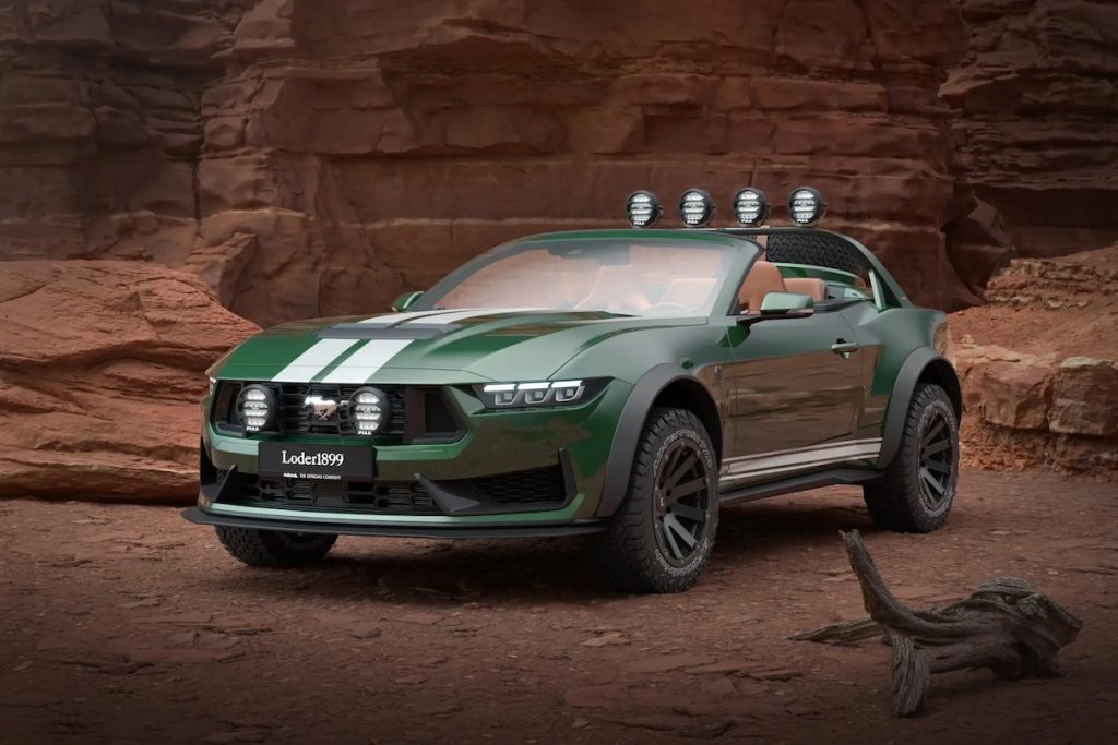 Loder1899 Thomas Crown Ford Mustang Cabriolet Tuning Offroad Karosserie Höherlegung Felgen Zustazscheinwerfer Überrollbügel Reserverad US-Car S650