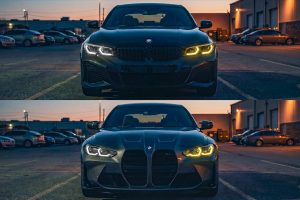Eleron Switchback-DRL-LED-Scheinwerfer BMW CSL-Style gelb Rückleuchten Nachrüstung