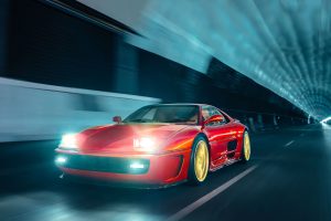 355 by Evoluto Restomod Mittelmotor-Sportwagen 90er Jahre Ferrari Optimierung Modernisierung Motor Fahrwerk Bremsen Innenraum-Neuausstattung Carbon-Karosserie Felgen