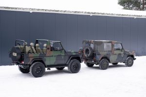 Expedition Motor Company EMC Restomod Wolf Mercedes-Benz 620 GE Camouflage Optik Felgen Fahrwerk LS3 V8 Ottomotor Automatikgetriebe Innenraum Upgrade Geländewagen Allradantrieb Militär