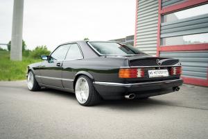 HS Motorsport Tuning Mercedes-Benz C126 560 SEC Felgen Tieferlegung Abgasanlage Frontspoilerlippe