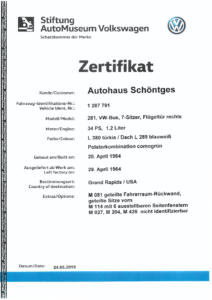 VW Typ 2 T1 Bulli Vollrestauration Verkauf Autohaus Schöntges Automobile Oldtimer Bus Zertifikat